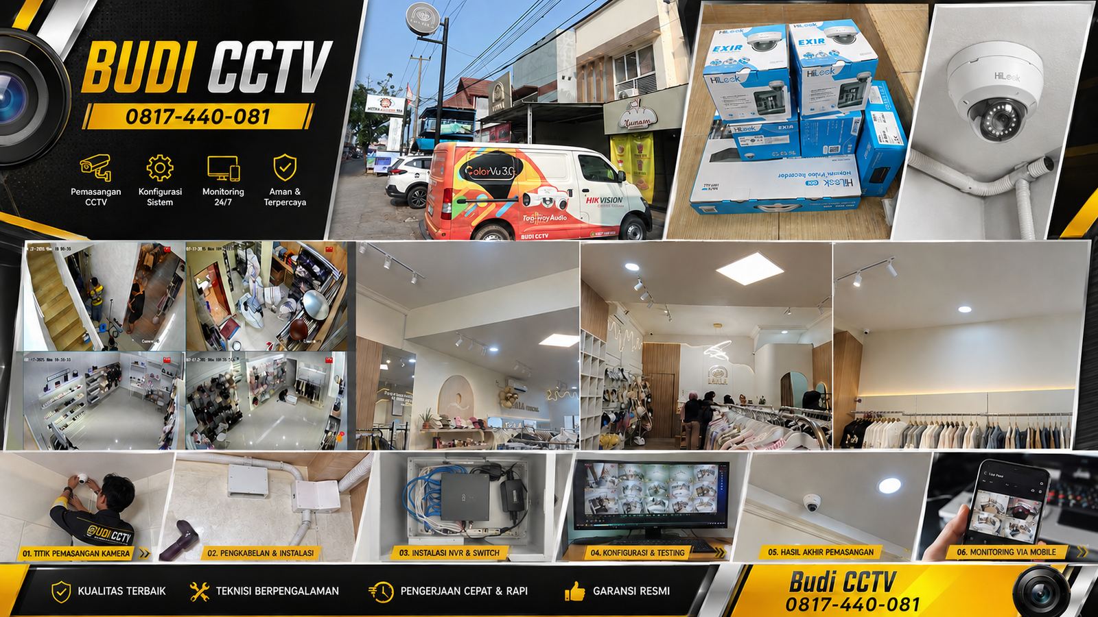 Instalasi CCTV HiLook Kontrol Operasional Toko Slawi