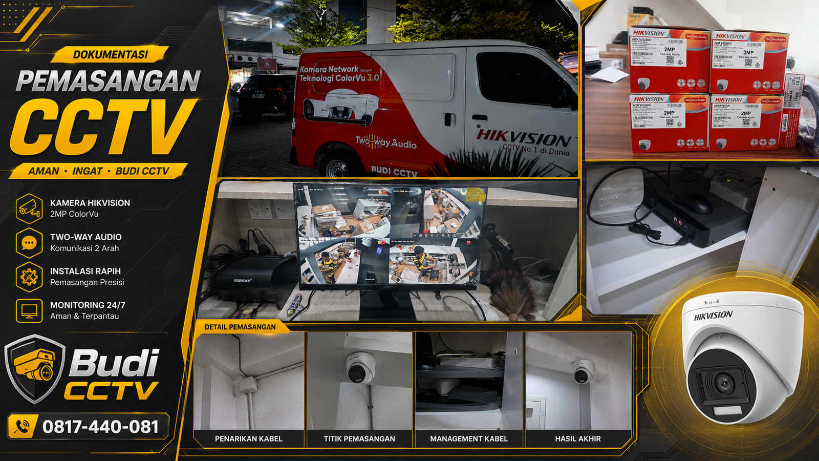 Instalasi CCTV Hikvision di Gudang Slawi, Proses Kerja Profesional